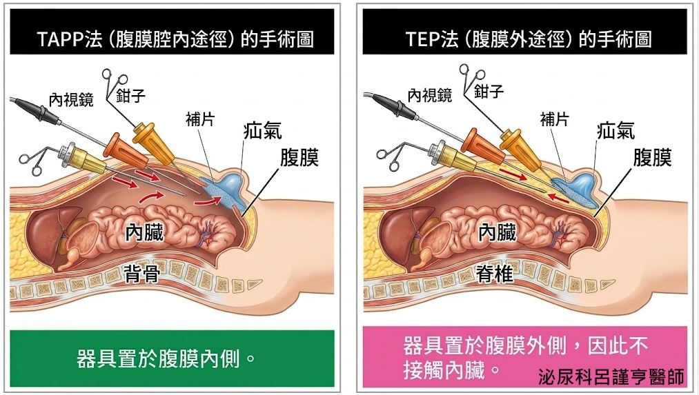 什麼是「經腹腔」與「後腹腔」腹腔鏡疝氣手術？